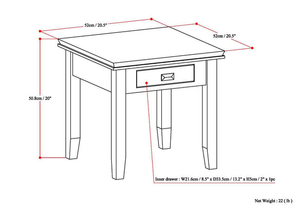 English Elm Artisan Handcrafted End Table In Timeless Black - Solid Wood, Functional Storage & Elegant Design B136P158691