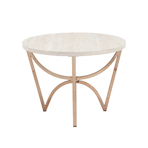Homelegance By Top-Line Milena Champagne Gold Finish Coffee Table with White Faux Marble Top Champagne Gold Veneer