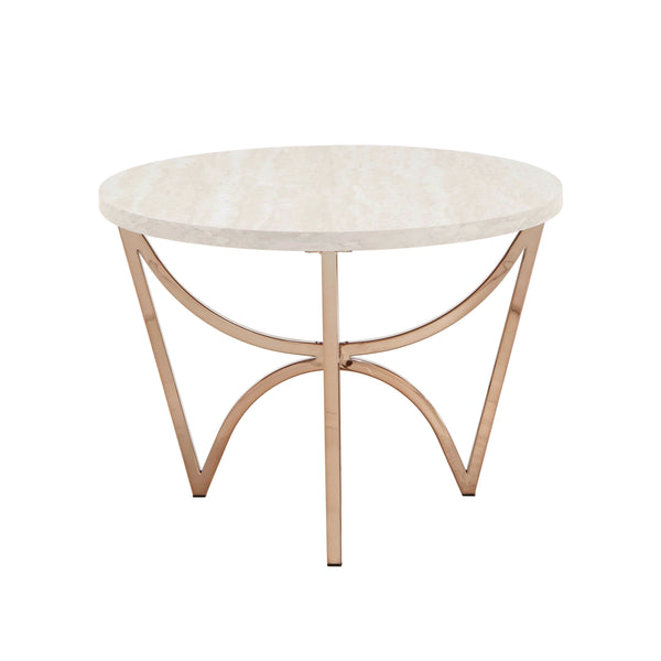 Homelegance By Top-Line Milena Champagne Gold Finish Coffee Table with White Faux Marble Top Champagne Gold Veneer