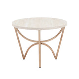 Homelegance By Top-Line Milena Champagne Gold Finish Coffee Table with White Faux Marble Top Champagne Gold Veneer