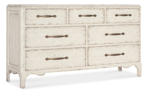 Hooker Furniture Americana Dresser With Cedar-Lined Drawers, Felt Jewelry Tray, Antique-Bronze Hardware, Vintage Charm Whites/Creams/Beiges 7050-90002-02