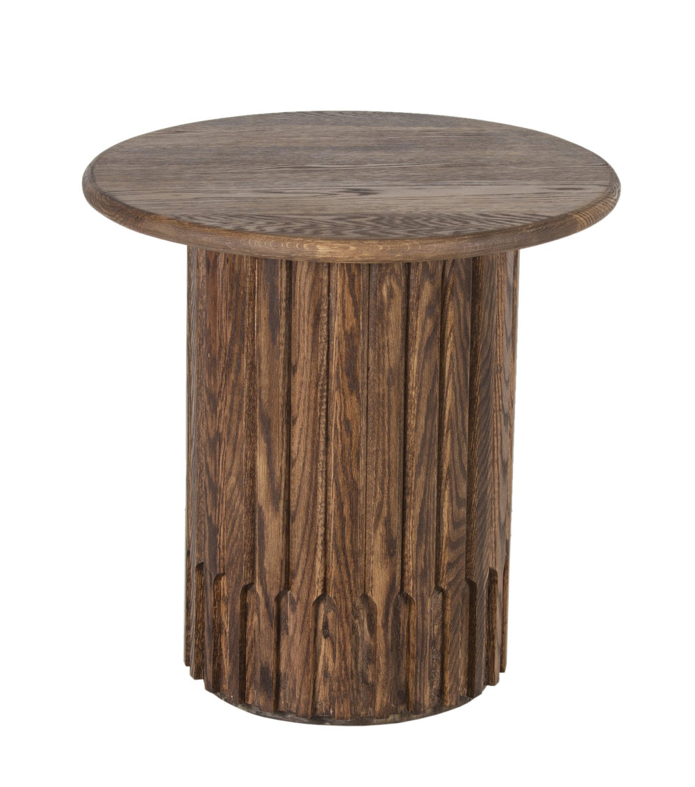 Porter Designs Porter Bixby Solid Red Oak Wood End Table – Artisan Design With Warm Honey Finish & Unique Channels Brown Wood 05-108-06-1814