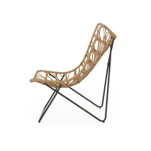 English Elm Bryson Wicker Rattan Outdoor Accent Chair Boho Modern Patio Seating with Geometric Base 70651.00LBRN