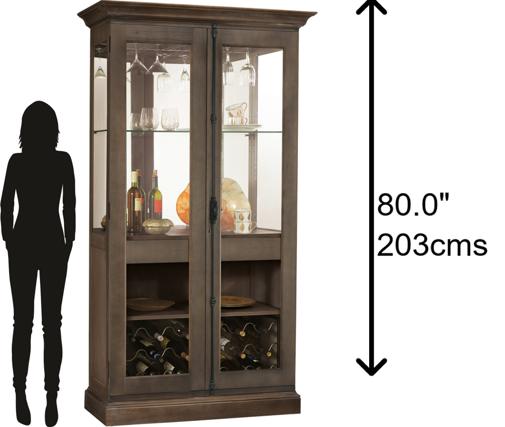 Hekman Furniture 690041 Socialize Wine & Bar Cabinet - Aged Auburn Finish, Adjustable Lighting, & Stemware Rack Aged Auburn Socialize Wine Cabinet 690041