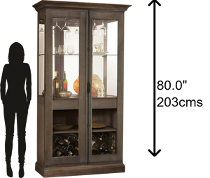 Hekman Furniture 690041 Socialize Wine & Bar Cabinet - Aged Auburn Finish, Adjustable Lighting, & Stemware Rack Aged Auburn Socialize Wine Cabinet 690041