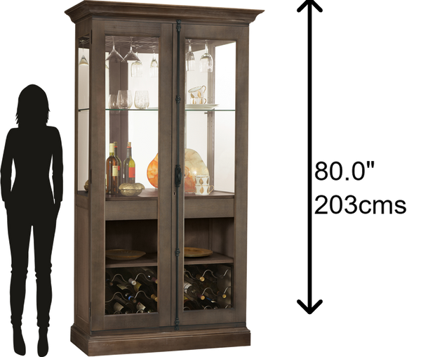 Hekman Furniture 690041 Socialize Wine & Bar Cabinet - Aged Auburn Finish, Adjustable Lighting, & Stemware Rack Aged Auburn Socialize Wine Cabinet 690041