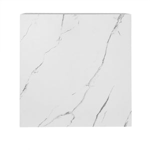 Homelegance By Top-Line Blaise Faux Marble End Table with Casters White Marble