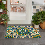 Nourison WaverlyWav17 Greetings WGT26 Machine Made Tufted  Indoor/Outdoor Bohemian Botanical Rug Bluebell, Bluebell 100% Coir 99446366924