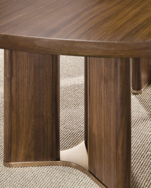 Hooker Furniture Eleana Light Caramel Walnut Rectangle Dining Table With Sunlit Bronze Double Pedestal, Extends To 122" 7252-75200-85