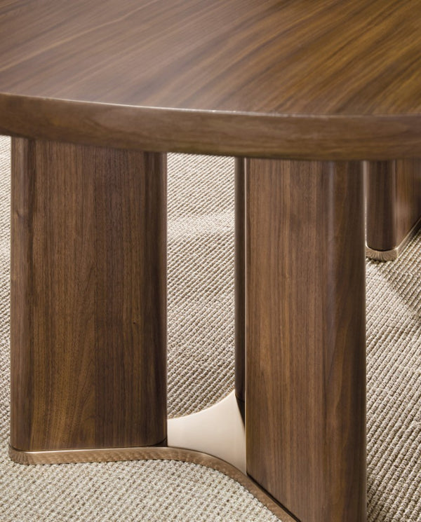 Hooker Furniture Eleana Light Caramel Walnut Rectangle Dining Table With Sunlit Bronze Double Pedestal, Extends To 122" 7252-75200-85