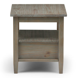 English Elm Warm Solid Wood 20-Inch Transitional End Table In Distressed Grey - Stylish Storage For Any Room B136P159706-GIGA