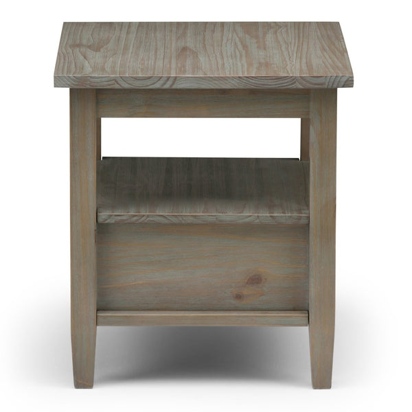 English Elm Warm Solid Wood 20-Inch Transitional End Table In Distressed Grey - Stylish Storage For Any Room B136P159706-GIGA