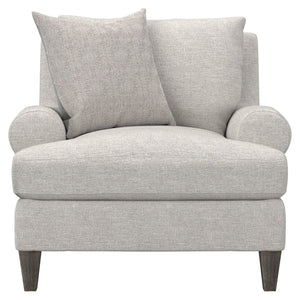 Bernhardt Bernhardt Isabella Chair — Plush Gray Transitional Lounge Seating With Rolled Arms, Exposed Wood Legs (Made-To-Order) P4612B