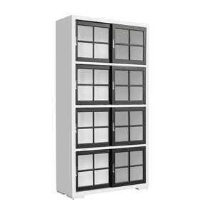 Contemporary 4-Shelf Sliding Door Bookcase Multi with White Finish P021773 Pulaski Furniture