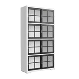 Contemporary 4-Shelf Sliding Door Bookcase Multi with White Finish P021773 Pulaski Furniture