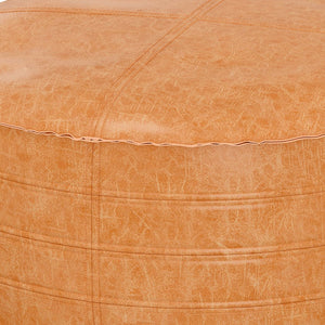 English Elm Brody 32" Round Coffee Table Pouf - Versatile Distressed Brown Accent For Modern Living Spaces B136P159351