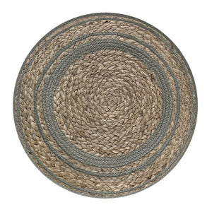 English Elm Serena Hand‑Braided Round Pouf Ottoman in Natural Jute — Durable Supportive Accent Seat for Living Areas Gray B136P159318