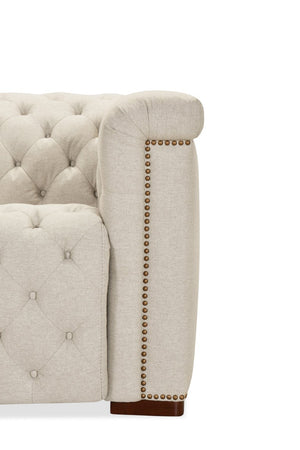 Hooker Furniture Savion Deux Power Recliner With Chesterfield Tufting, Aries Beach Fabric, Nail Trim & Powered Headrest SS435-PH1-414