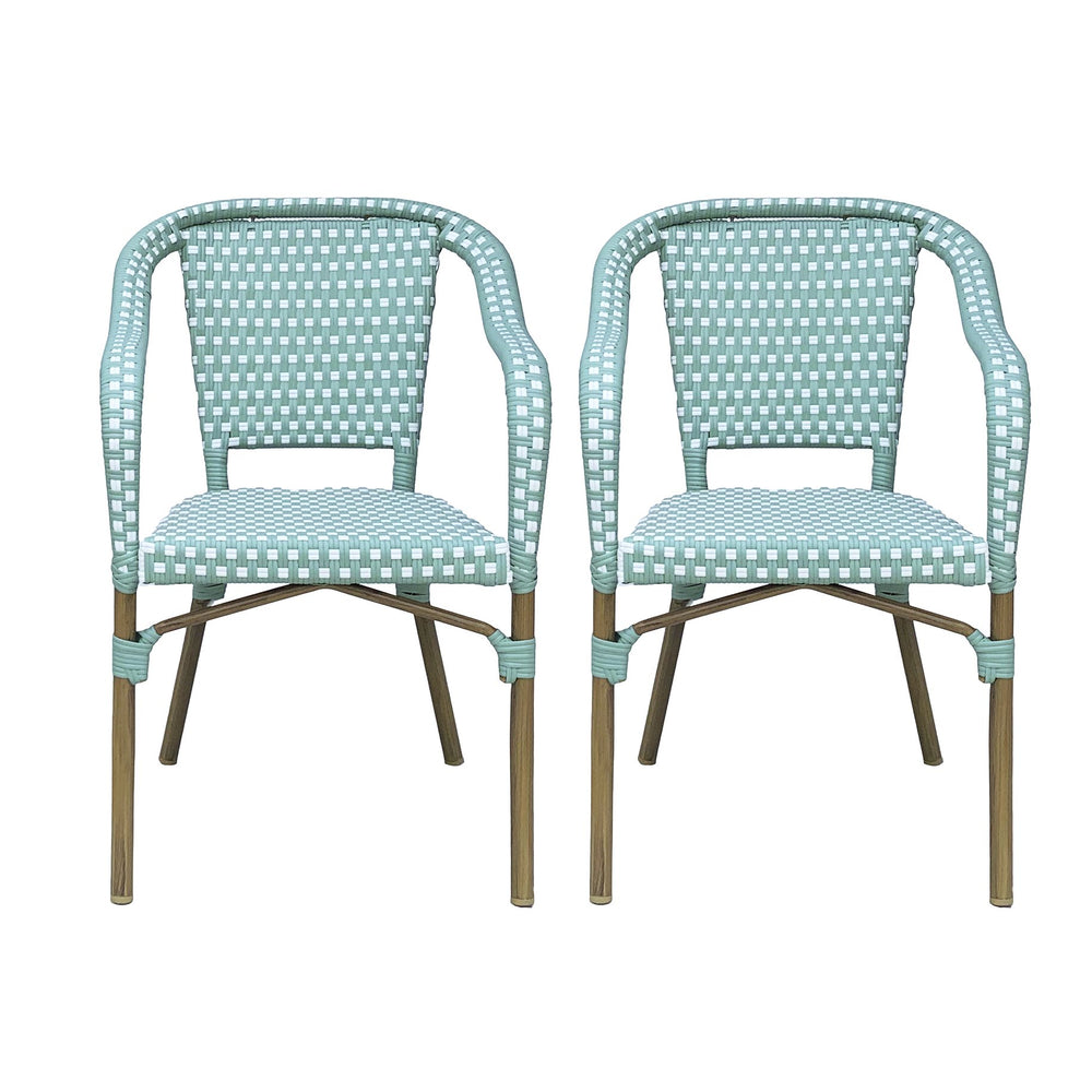 English Elm Bistro Chair Set of 2 French Country Woven Aluminum Outdoor Patio Seating Pair 72906.00LT