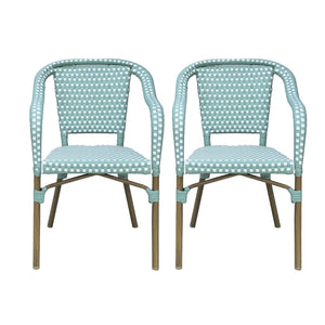 English Elm Bistro Chair Set of 2 French Country Woven Aluminum Outdoor Patio Seating Pair 72906.00LT