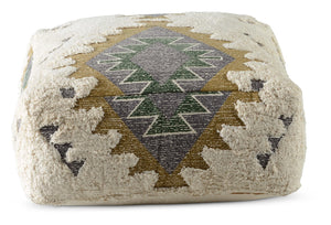 English Elm Steve Silver - Lyssa - Jacquard Fabric Printed Pouf - Beige