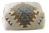 Steve Silver Southwest Beige Lyssa Jacquard Fabric Printed Pouf - 24x24x10 - Professional Clean