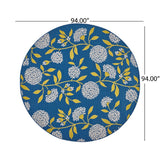 Christopher Knight Home® - Noble House - Viola Outdoor 7'10" Round Floral Area Rug, Blue and Green