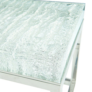 Bernhardt Bernhardt Acrylic Arctic End Table With Ice‑Like Wood Grain Top & Polished Stainless Steel Base, 24" 375103