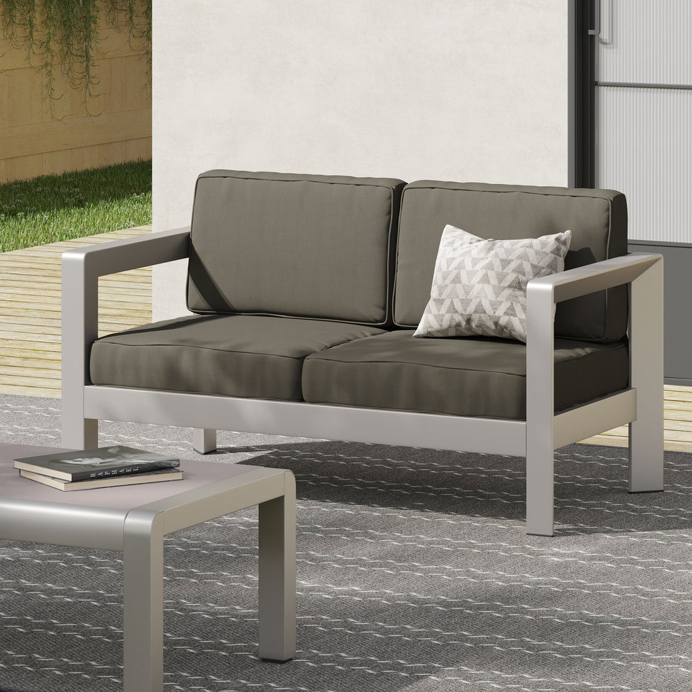 English Elm Aviara Outdoor Loveseat Lightweight Aluminum Frame Deep Seat Patio Lounge 64078.00