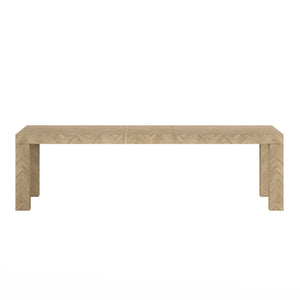 A.R.T. Furniture Garrison Rectangular Dining Table With Herringbone Pattern, Extends 86"-106", Seats 10 Comfortably Brown Parawood Solids With Ash Embossing,White Oak Veneers 322220-1302