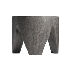 Bernhardt Bernhardt Kateri Carbonized Suar Drum Accent Table In Smoked Truffle — Handcrafted Sculptural Side Table (21"W) 487012