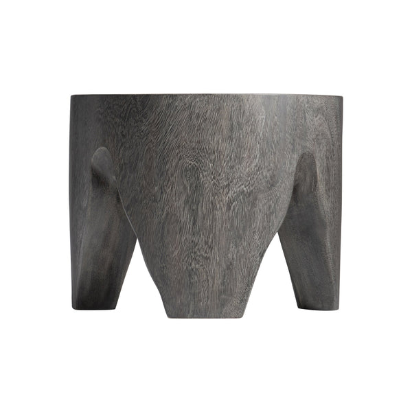 Bernhardt Bernhardt Kateri Carbonized Suar Drum Accent Table In Smoked Truffle — Handcrafted Sculptural Side Table (21"W) 487012