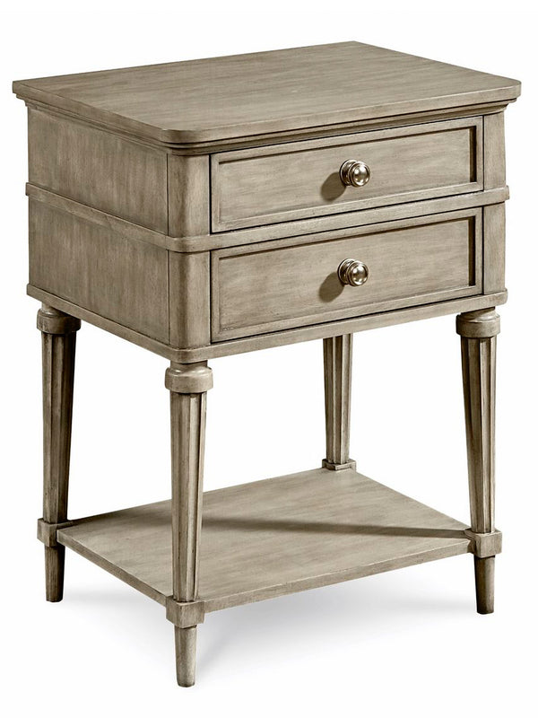 A.R.T. Furniture Morrissey Kirke Bezel Nightstand With Usb Charging, Dovetail Drawers & Stylish Transitional Design Silver, Silver Parawood Solids And Primavera Veneers 218141-2727