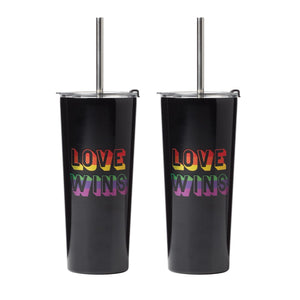 Lenox Cambridge 24 Oz "Love Wins" Tumblers, Black, Set of 2 NO COLOR METAL EPRD80CB2DS
