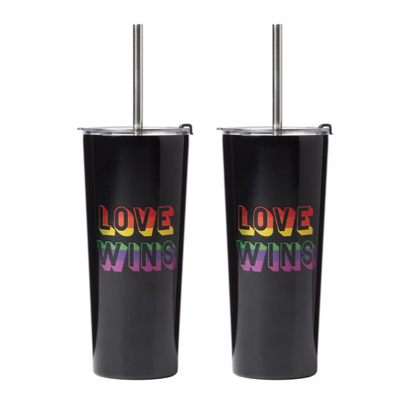 Lenox Cambridge 24 Oz "Love Wins" Tumblers, Black, Set of 2 NO COLOR METAL EPRD80CB2DS