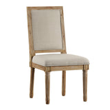 Homelegance By Top-Line Mayer Rectangular Linen and Wood Dining Chairs (Set of 2) Beige Rubberwood