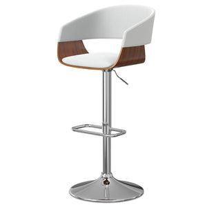 English Elm Lowell - Mid-Century Modern Adjustable Swivel Bar Stool In White Vegan Leather & Chrome Base B136P158835
