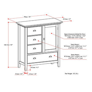 English Elm Redmond Medium Storage Cabinet - Handcrafted Solid Wood In Elegant Black Finish With Antique Brass Hardware B136P159530-GIGA