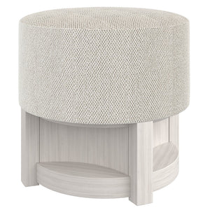 Bernhardt Bernhardt Stratum Sculptural Bench With Mist Wood Base & Plush Round Upholstered Seat — Transitional Glam 325507
