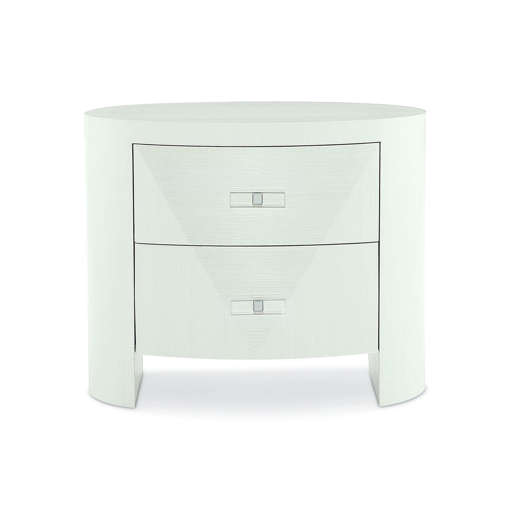 Bernhardt Bernhardt Axiom Oval Nightstand Modern Sculptural Bedside Table With Curved Front, Acrylic Hardware, 36"W X 21"D X 30"H 381213