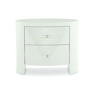 Bernhardt Bernhardt Axiom Oval Nightstand Modern Sculptural Bedside Table With Curved Front, Acrylic Hardware, 36"W X 21"D X 30"H 381213