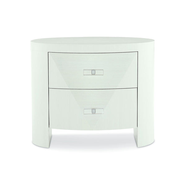 Bernhardt Bernhardt Axiom Oval Nightstand Modern Sculptural Bedside Table With Curved Front, Acrylic Hardware, 36"W X 21"D X 30"H 381213