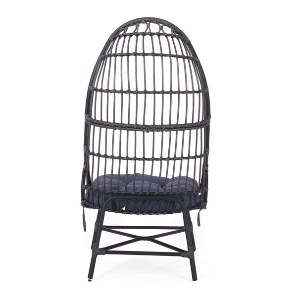 English Elm Elon Faux Rattan Cocoon Chair Woven Basket Silhouette Bohemian Accent Lounge Seat 70656.00GRY