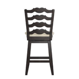 Homelegance By Top-Line Juliette French Ladder Back Counter Height Swivel Stool Black Rubberwood