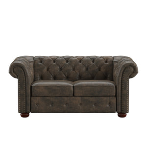 Homelegance By Top-Line Pietro Tufted Chesterfield Loveseat Brown Polished Microfiber