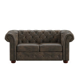 Homelegance By Top-Line Pietro Tufted Chesterfield Loveseat Brown Polished Microfiber