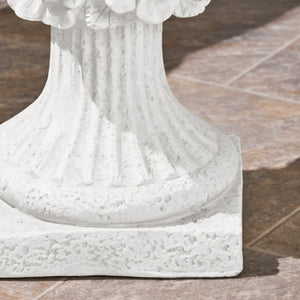 English Elm Mgo Handcrafted Urn Planter Pedestal Style Weather Resistant Patio Garden Accent 63410.00WHI