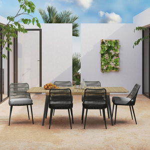 English Elm Beachside Extendable Outdoor Dining Table in Light Teak — Solid Acacia Wood, Seats 4-8, 63–86.6" B136P159383