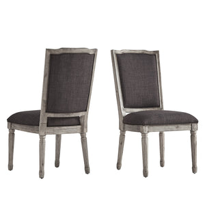 Homelegance By Top-Line Mayer Ornate Linen and Wood Dining Chairs (Set of 2) Dark Grey Rubberwood