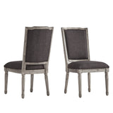 Mayer Ornate Linen and Wood Dining Chairs (Set of 2)